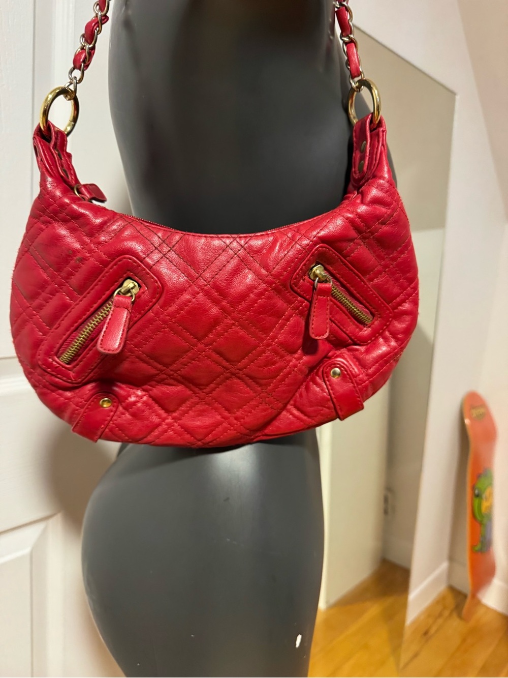 Red Quilted Shoulder Bag - Stylish Women’s Handbag - Picture 2 of 5